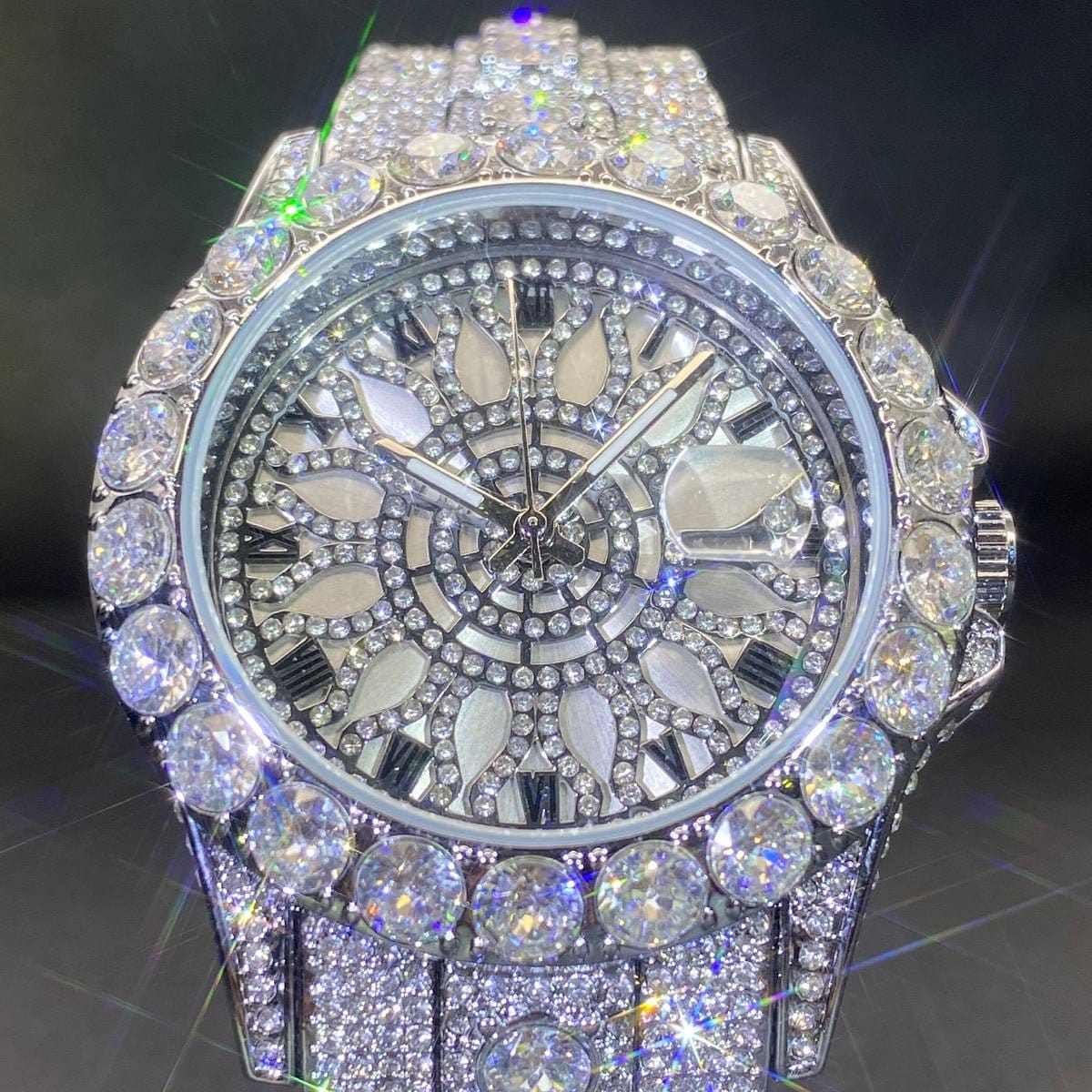 Men's Diamond-Encrusted Hip-Hop Watch