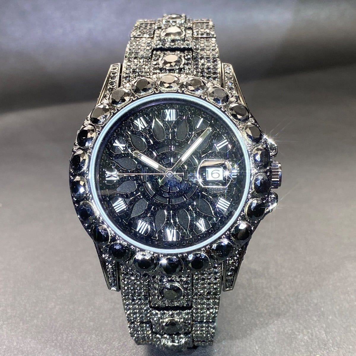 Men's Diamond-Encrusted Hip-Hop Watch