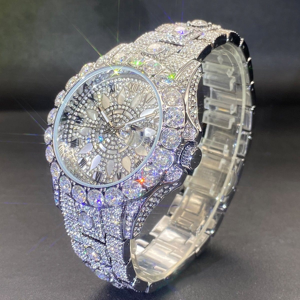 Men's Diamond-Encrusted Hip-Hop Watch
