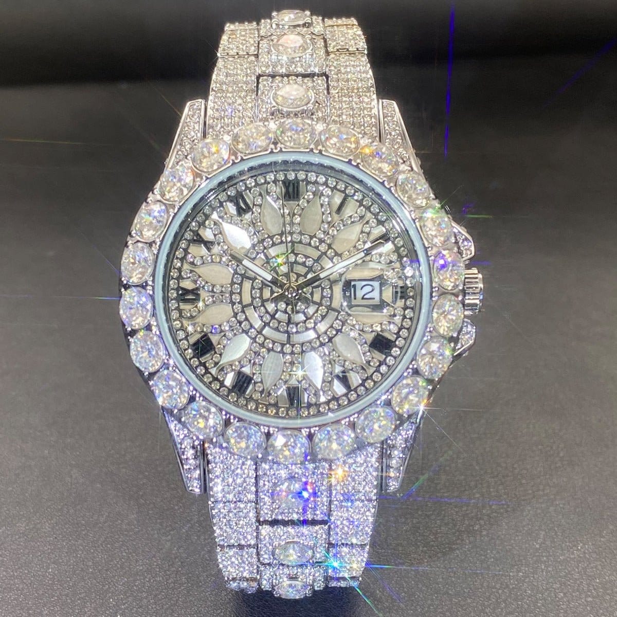 Men's Diamond-Encrusted Hip-Hop Watch